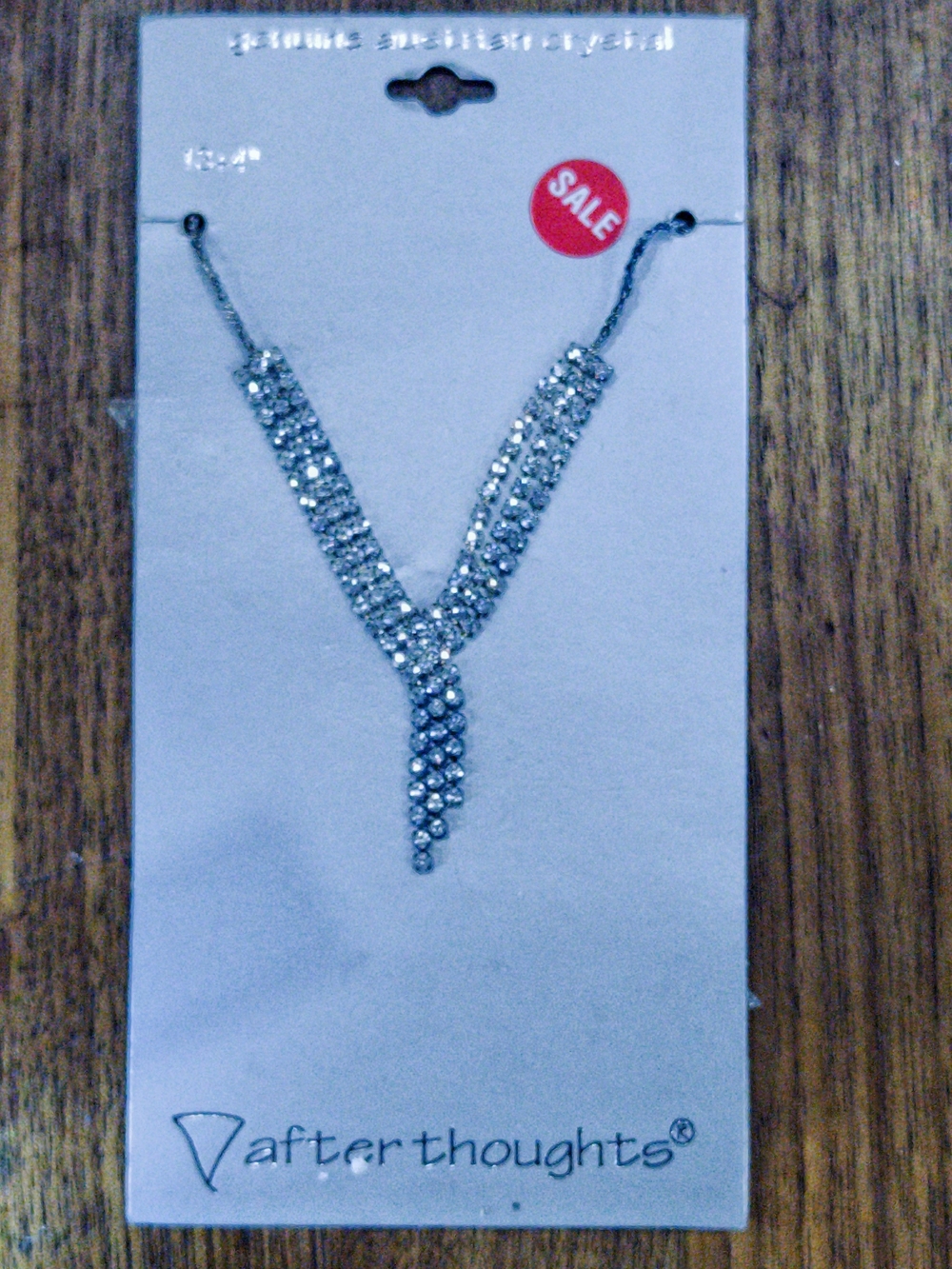 Vintage Afterthoughts Rhinestone Y Drop Choker Necklace NWT 90s Y2K Silver